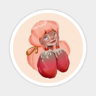 The girl in pink. Portrait of a cute girl. girl with pink hair. Girlish design. Design for girls Magnet